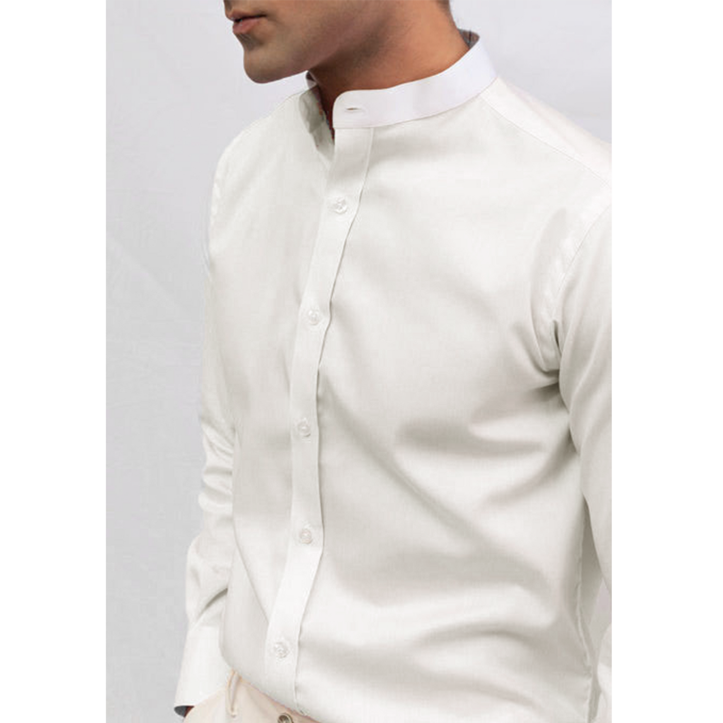 WHITE BAND COLLAR OXFORD STRETCH SHIRT