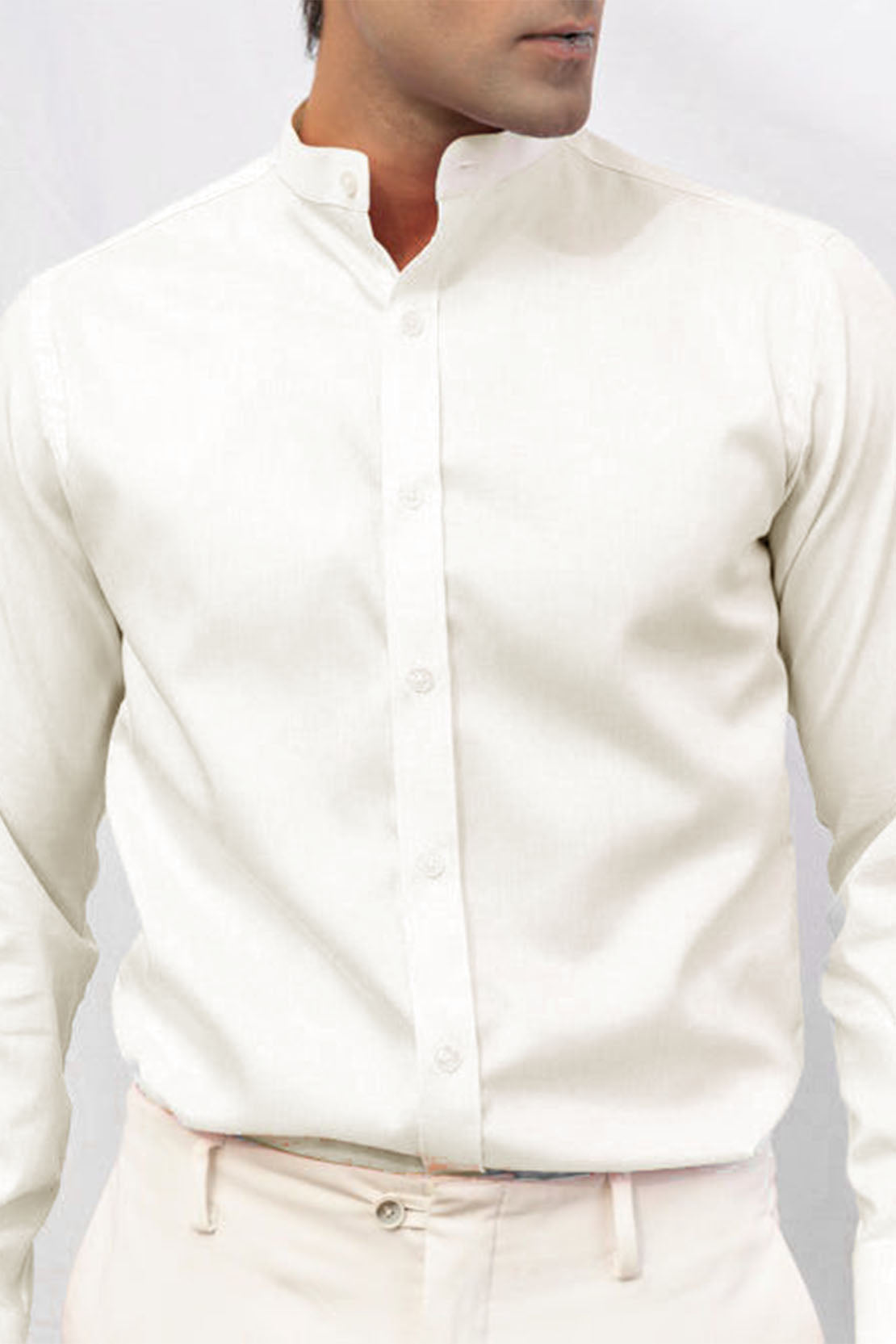 WHITE BAND COLLAR OXFORD STRETCH SHIRT