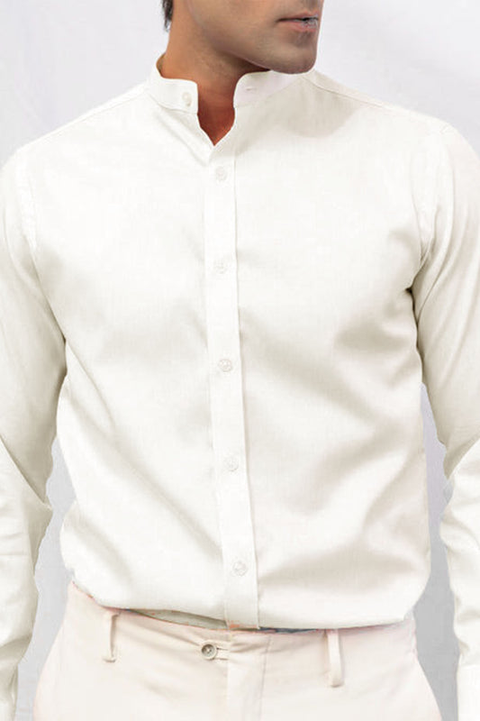 WHITE BAND COLLAR OXFORD STRETCH SHIRT