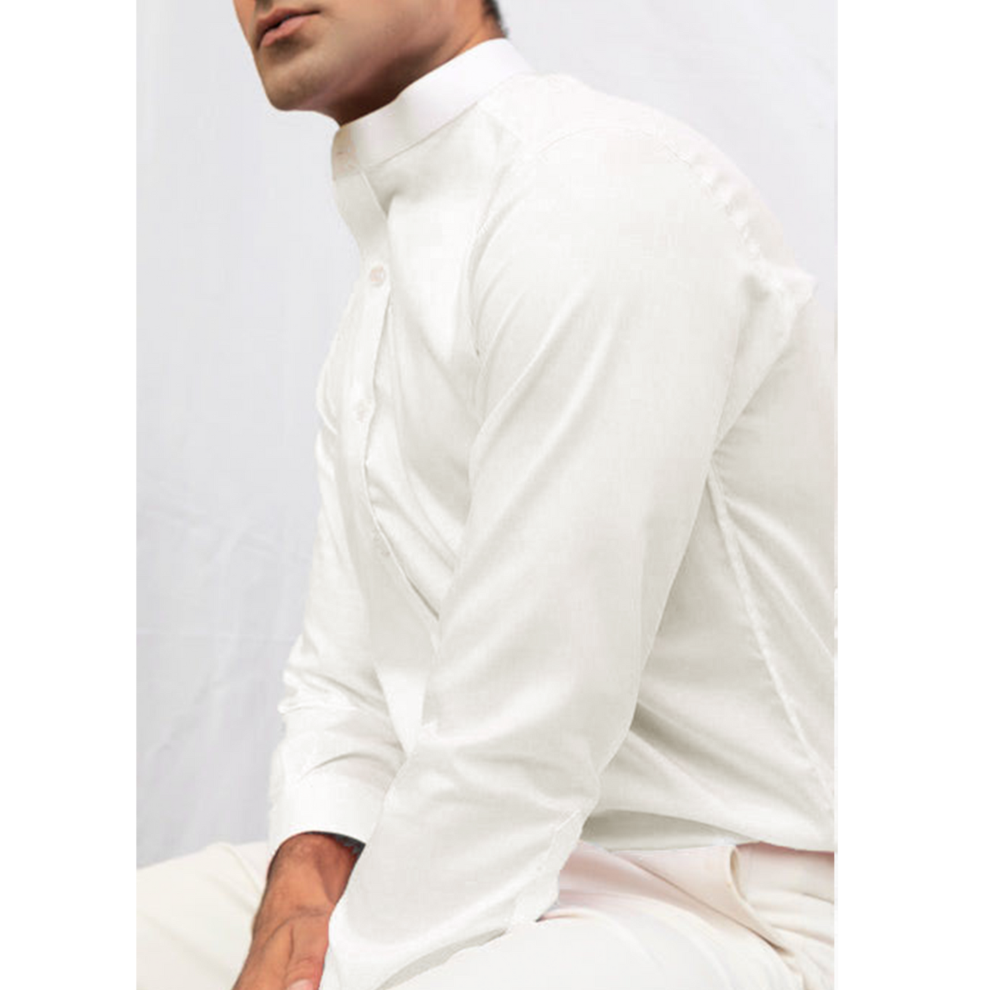 WHITE BAND COLLAR OXFORD STRETCH SHIRT