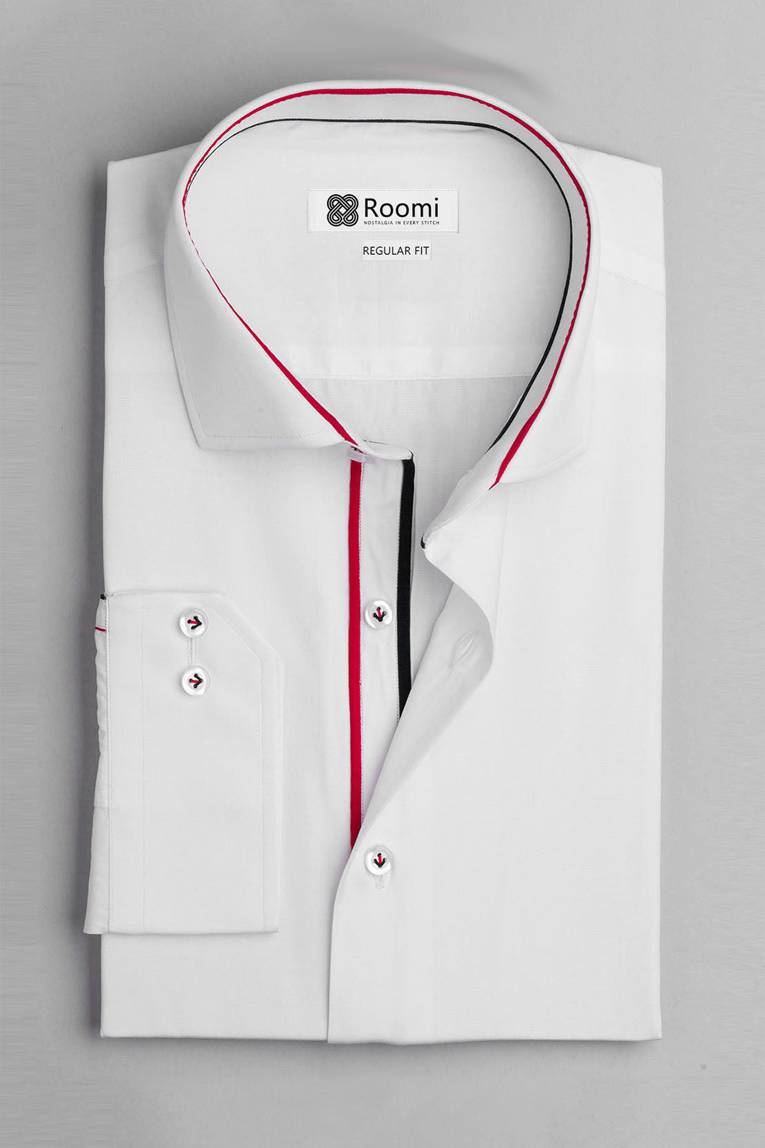 ELEGANT CONTRAST-TRIM DRESS SHIRT