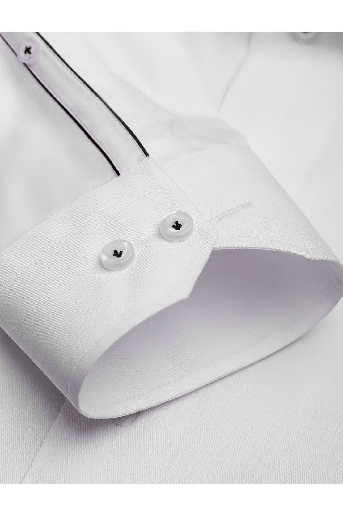 BLACK CONTRAST-TRIM DRESS SHIRT