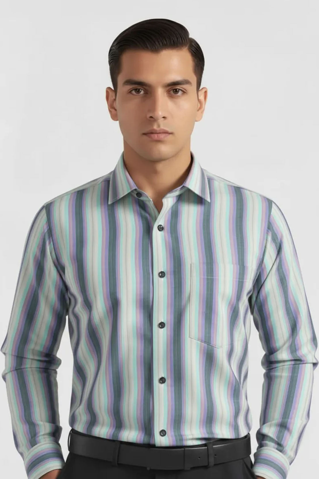 AQUA LAVENDER CLASSIC STRIPE SHIRT