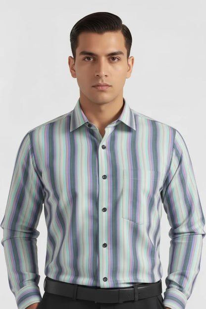 AQUA LAVENDER CLASSIC STRIPE SHIRT