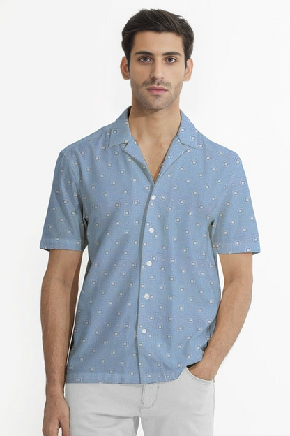 LIGTH SQUARE DOT CUBAN PATTERN SHIRT