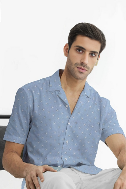 LIGTH SQUARE DOT CUBAN PATTERN SHIRT