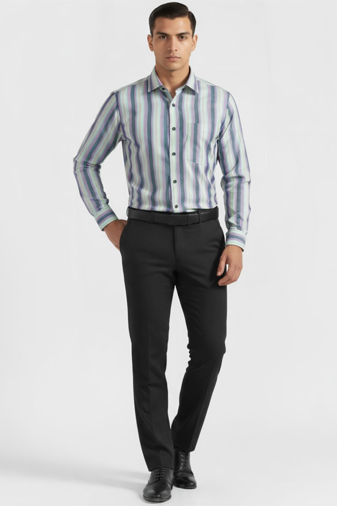 AQUA LAVENDER CLASSIC STRIPE SHIRT