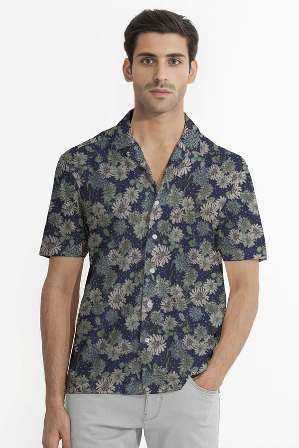 PINE DARK PATTERN CUBAN SHIRT