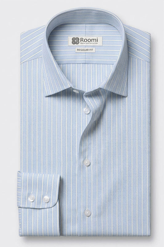SUBTLE STRIPED COLLAR SHIRT IN SKY BLUE TONES