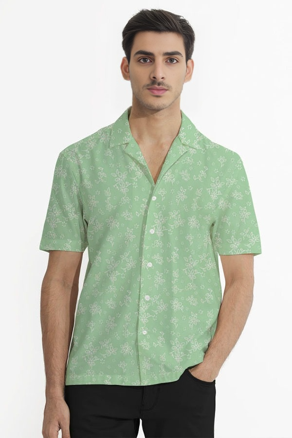 FLORAL WHITE CUBAN PATTERN SHIRT