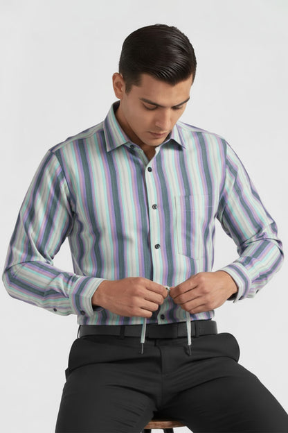 AQUA LAVENDER CLASSIC STRIPE SHIRT