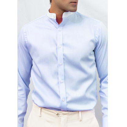 BAND COLLAR STRETCH MEN'S SHIRT