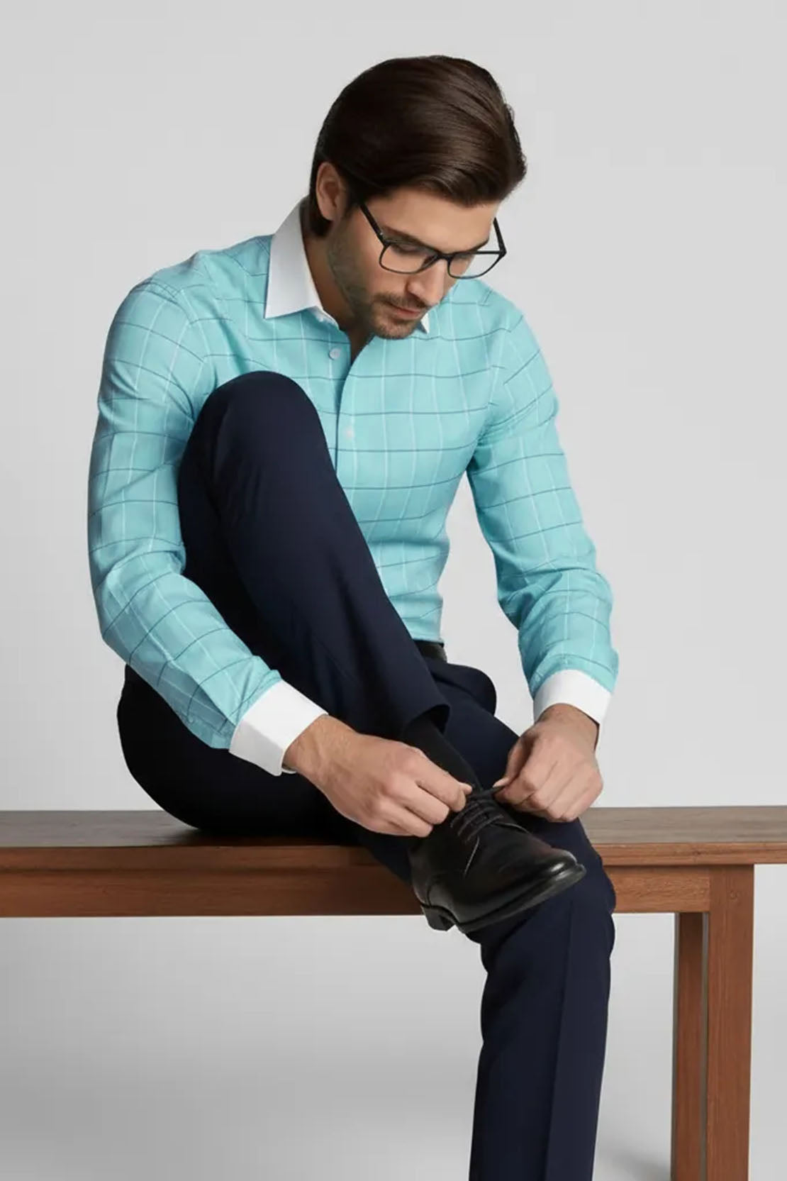 TURQUOISE CLASSIC GRID SHIRT