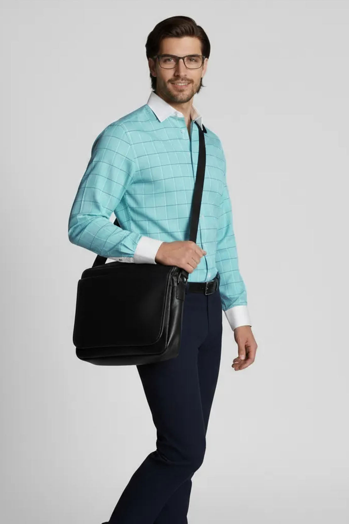 TURQUOISE CLASSIC GRID SHIRT