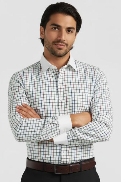 MODERN MULTI PLAID FORMAL SHIRT
