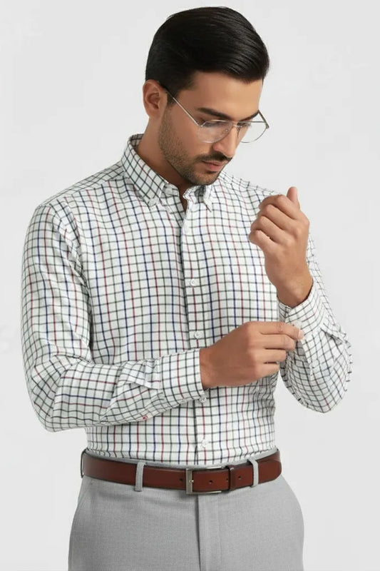 WHITE RAINBOW CHECK PATTERN SHIRT