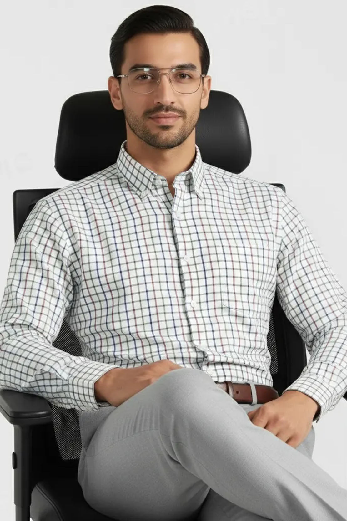 WHITE RAINBOW CHECK PATTERN SHIRT