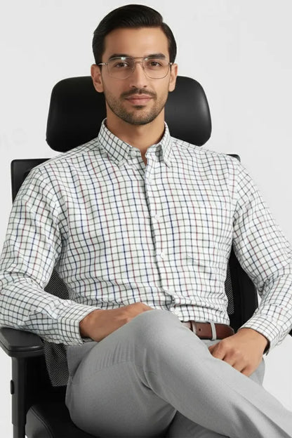 WHITE RAINBOW CHECK PATTERN SHIRT