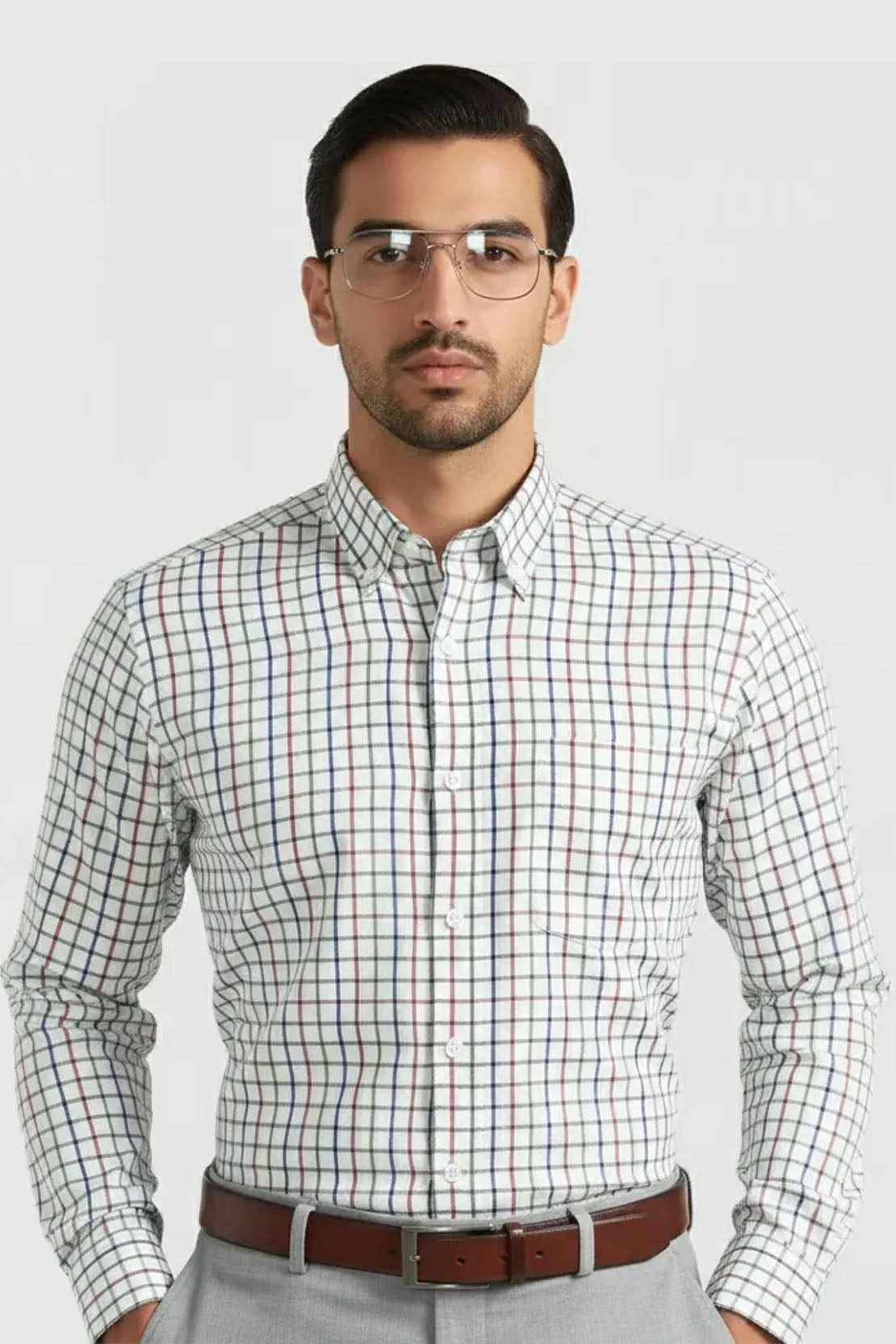 WHITE RAINBOW CHECK PATTERN SHIRT