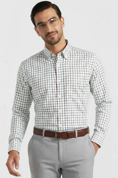 WHITE RAINBOW CHECK PATTERN SHIRT