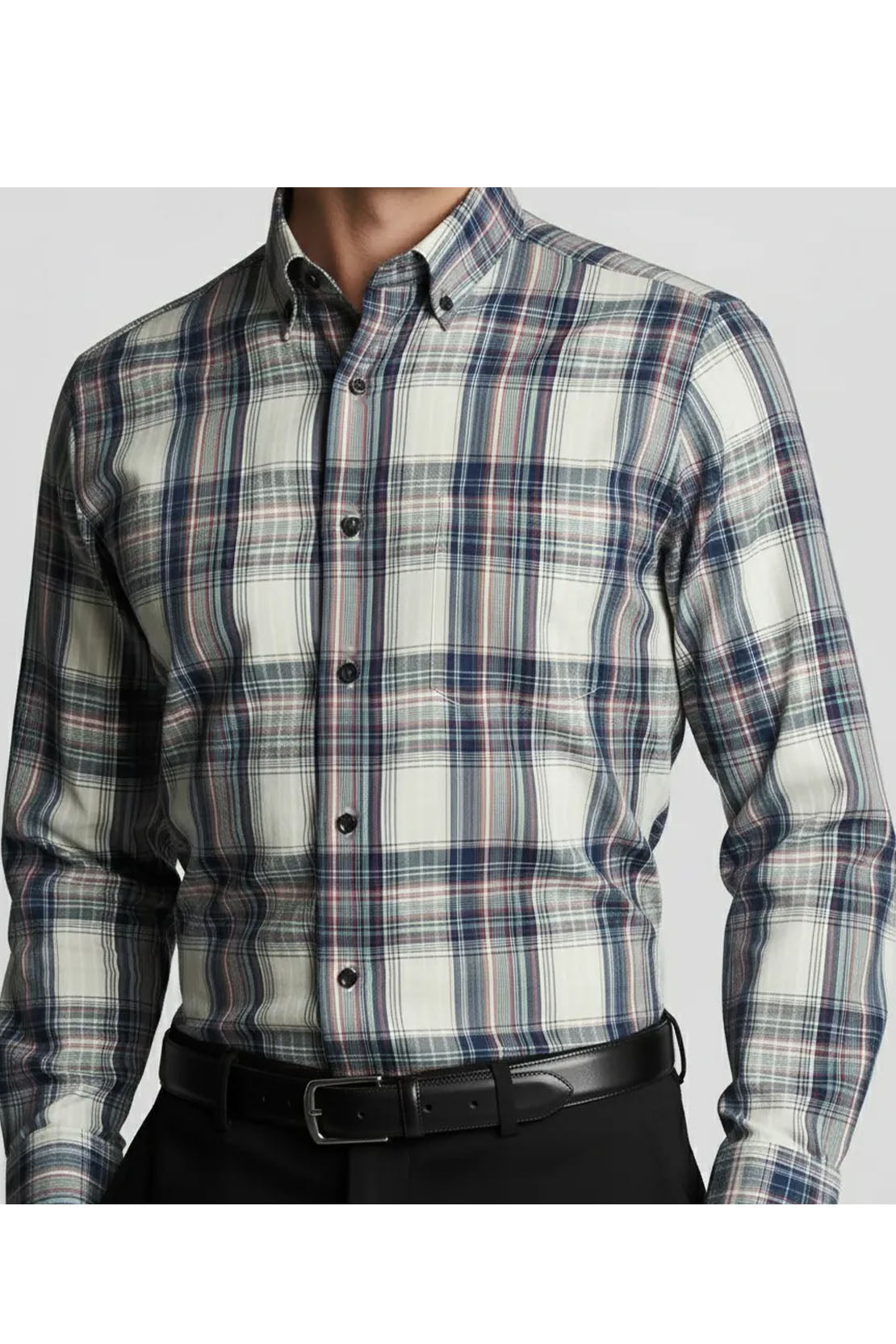 NEUTRAL TONE CHECK BUSINESS SHIRT