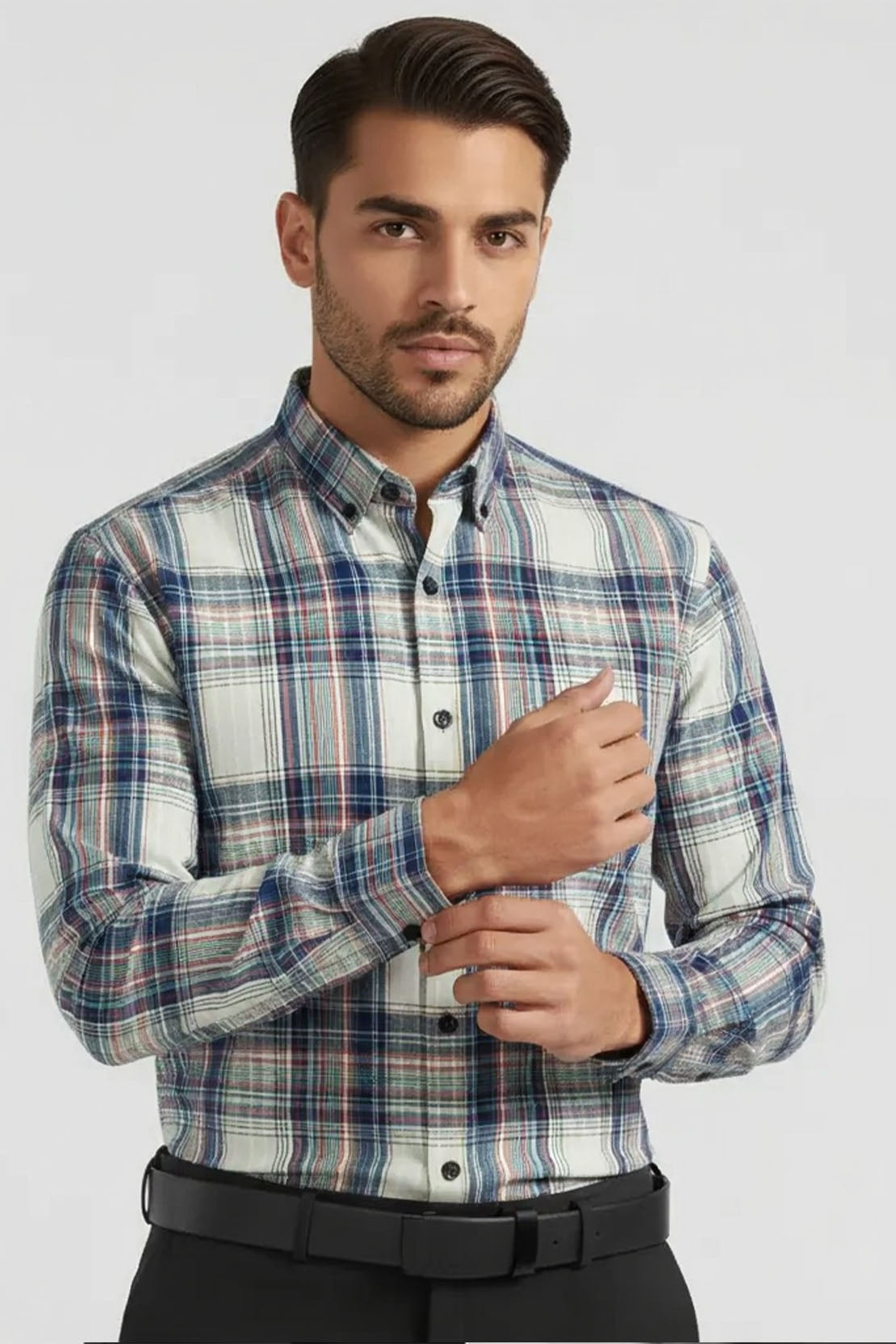 NEUTRAL TONE CHECK BUSINESS SHIRT