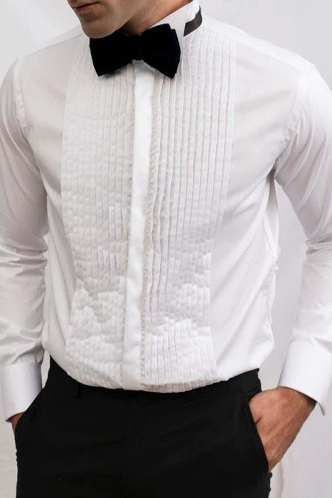 WHITE TUX MENS STRETCH SHIRT