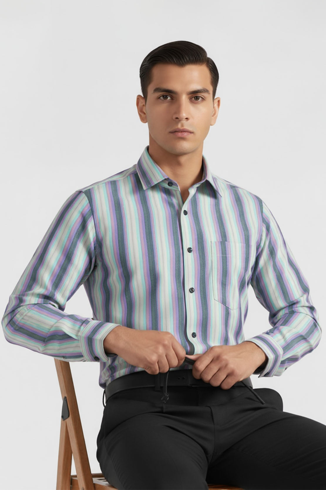 AQUA LAVENDER CLASSIC STRIPE SHIRT