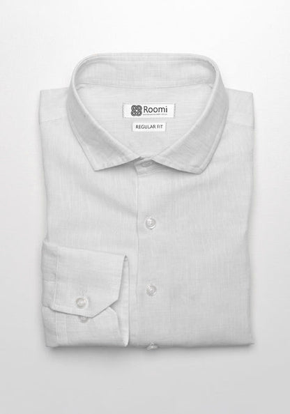 WHITE COTTON LINEN MEN,S SHIRT