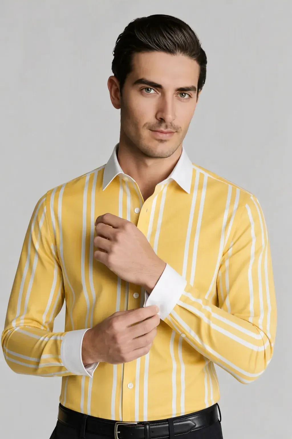 VIBRANT YELLOW MULTI-STRIPE SHIRT