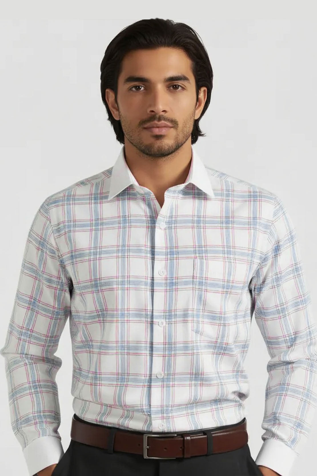 ELEGANT PASTEL WINDOWPANE SHIRT
