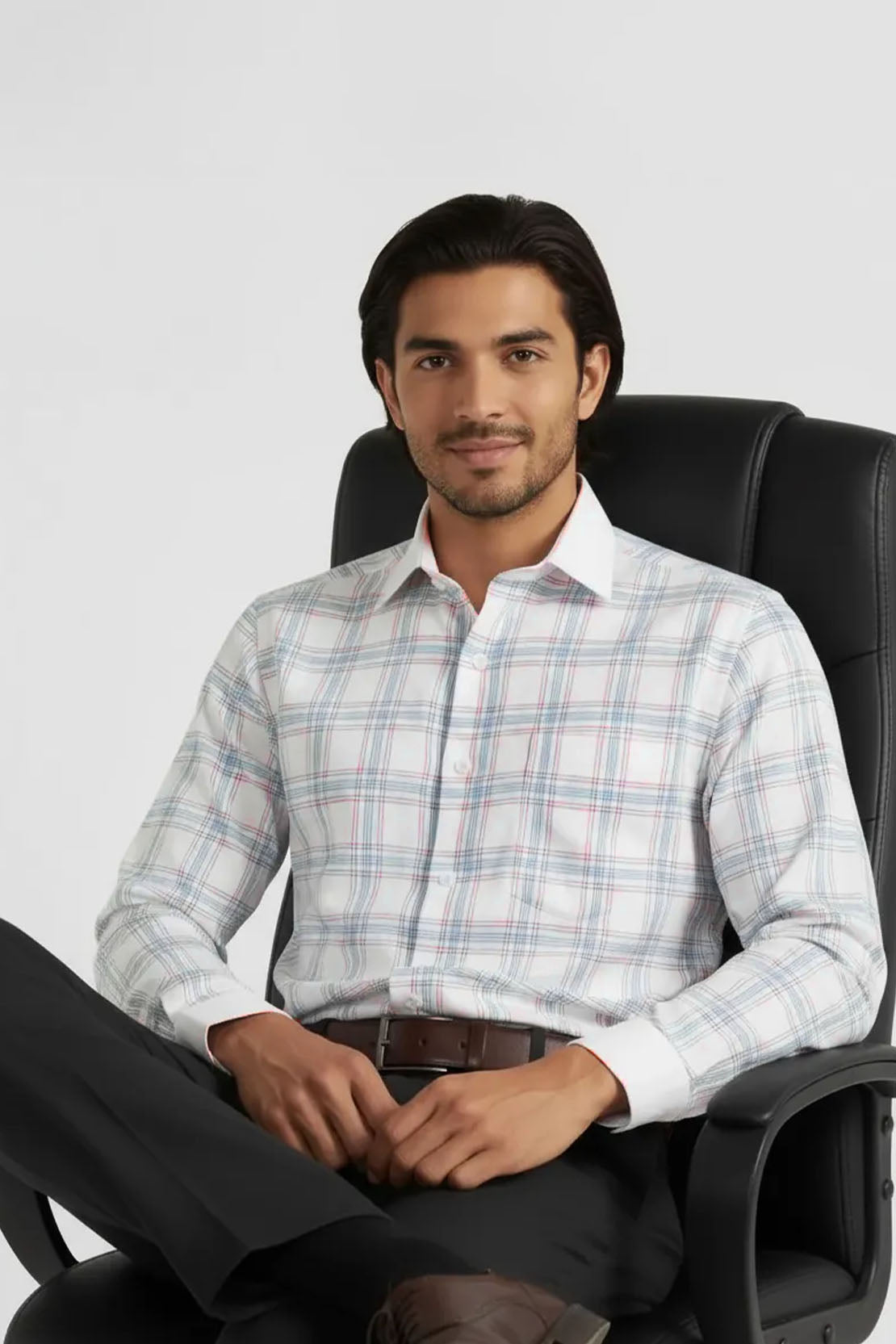 ELEGANT PASTEL WINDOWPANE SHIRT