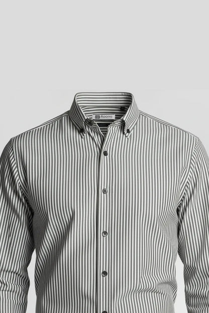 CRISP GREY BLACK VERTICAL LINE SHIRT
