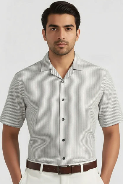 FRESH SILVER GRAY STRIPED SHIRT