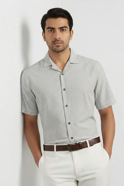 FRESH SILVER GRAY STRIPED SHIRT