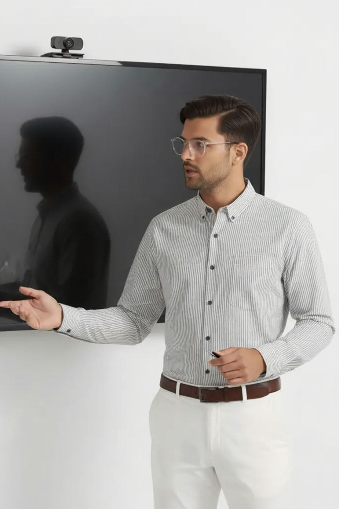 BUTTON DOWN GRAY STRIPE BUSINESS