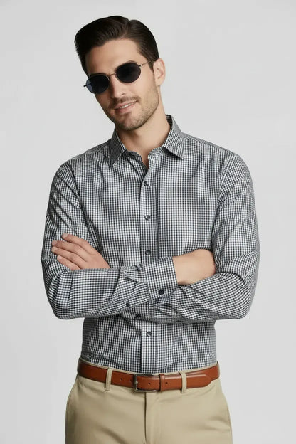 MONOCHROME MINI PLAID SHIRT