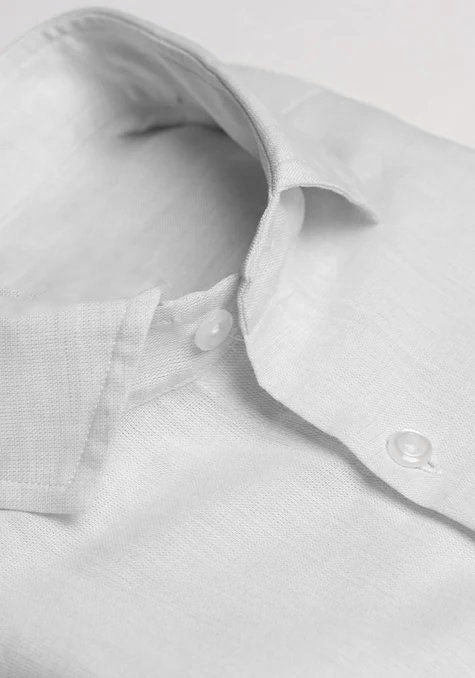 WHITE COTTON LINEN MEN,S SHIRT