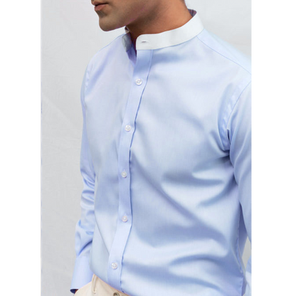 BAND COLLAR STRETCH MEN'S SHIRT