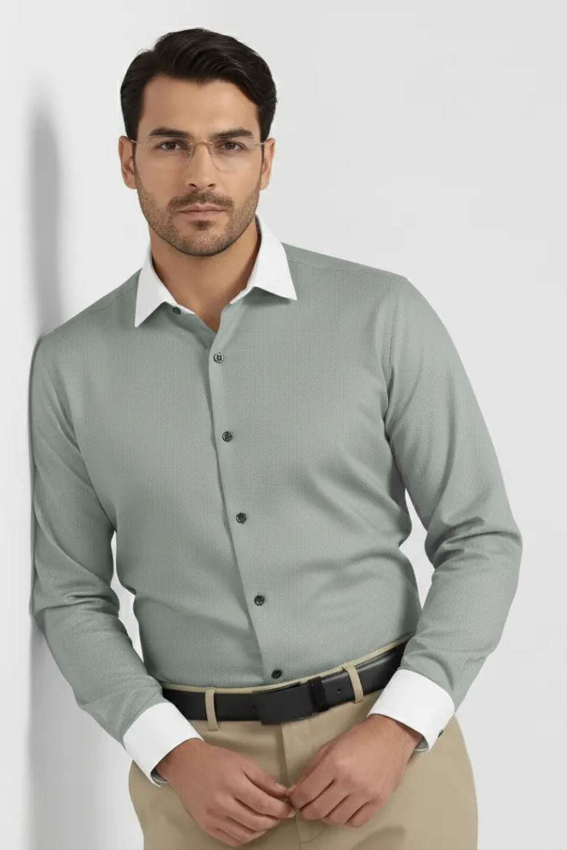 ELEGANT SAGE FORMAL SHIRT