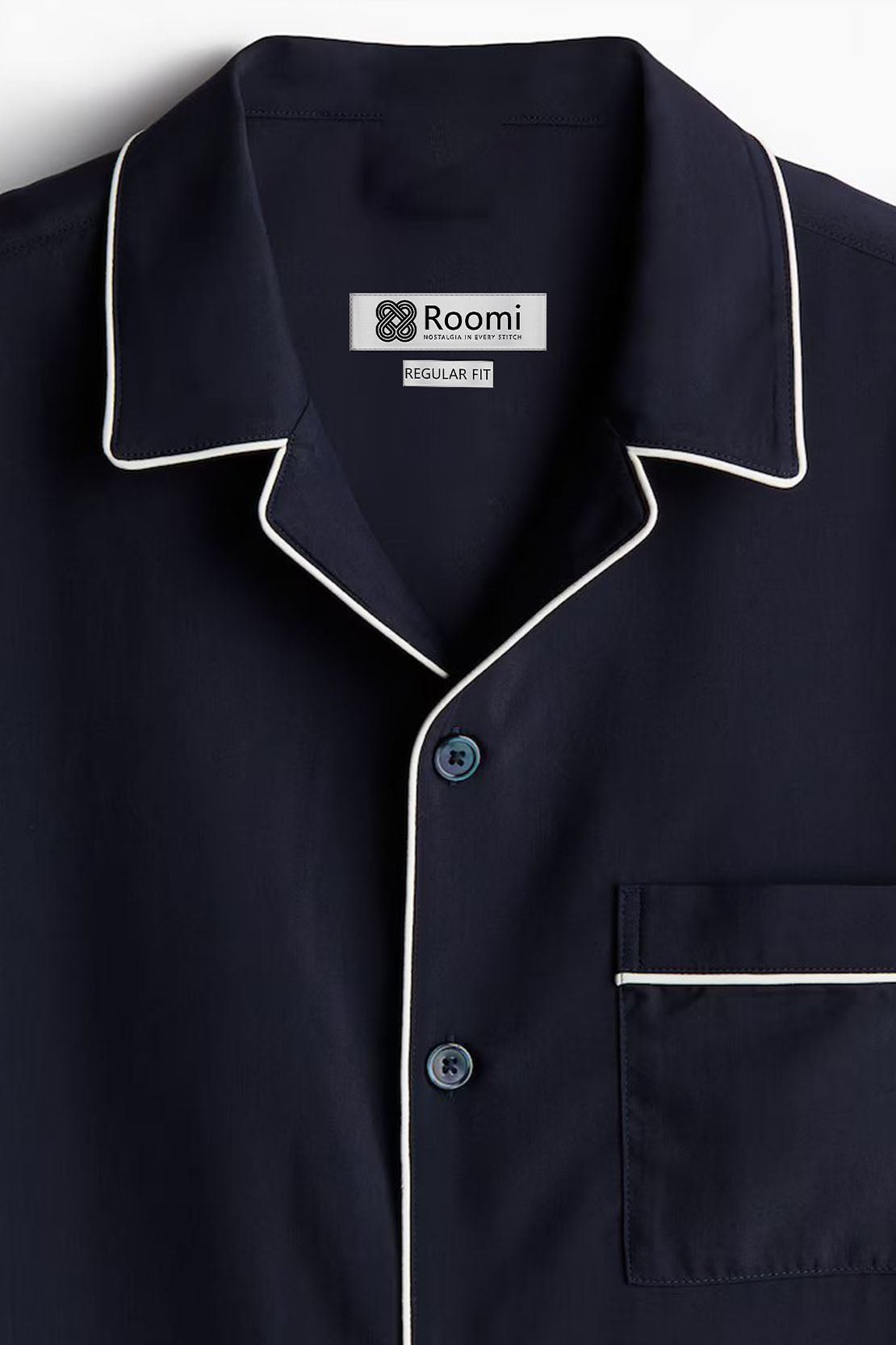 NAVY RESORT COLLAR SHIRT