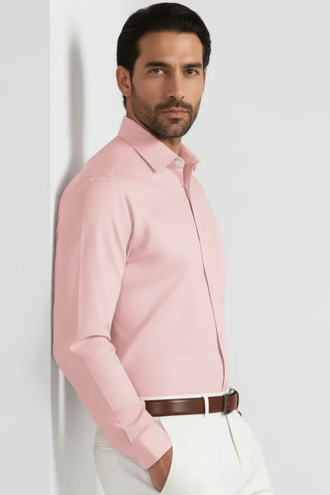 PASTEL PINK STRETCH SOLID SHIRT