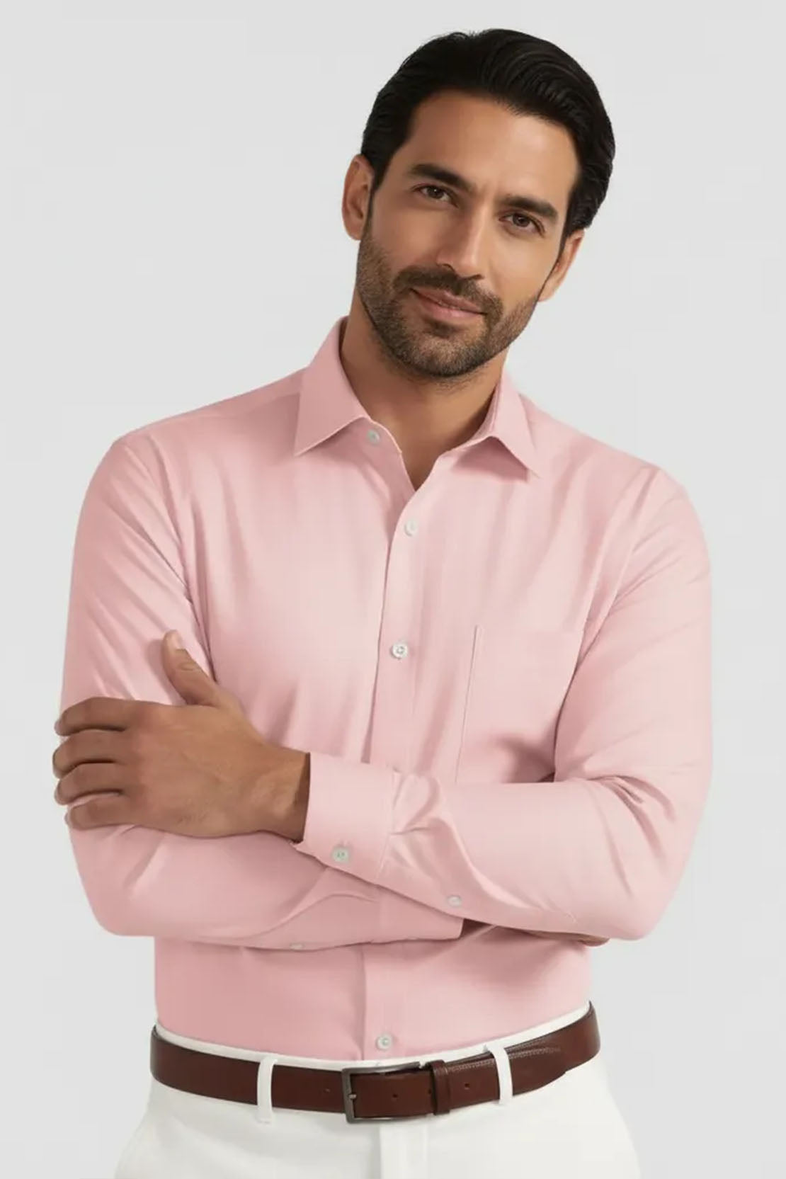PASTEL PINK STRETCH SOLID SHIRT
