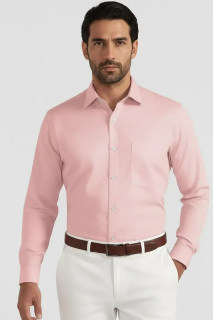PASTEL PINK STRETCH SOLID SHIRT