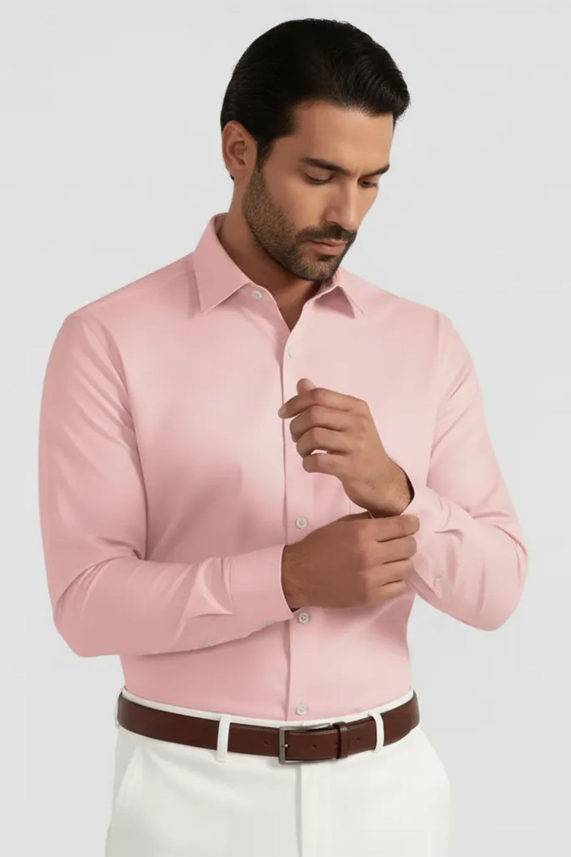 PASTEL PINK STRETCH SOLID SHIRT