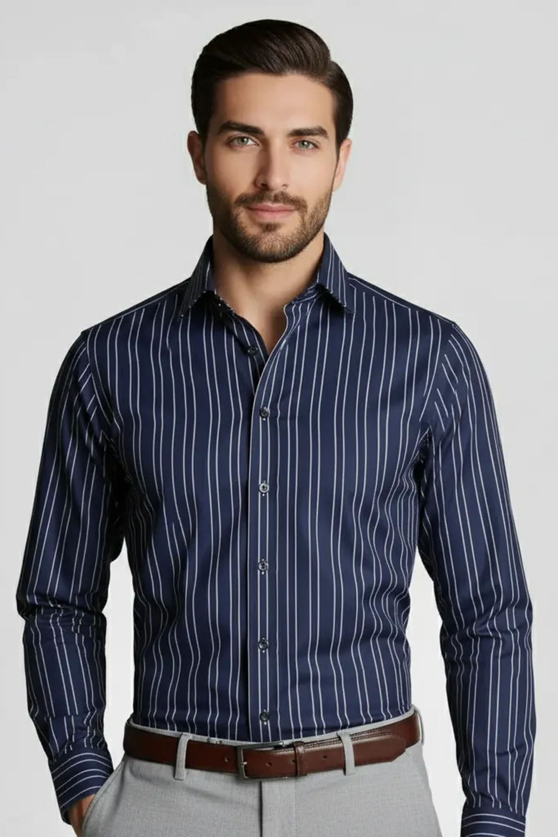 SHADOW NAVY BLUE STRIPES SHIRT