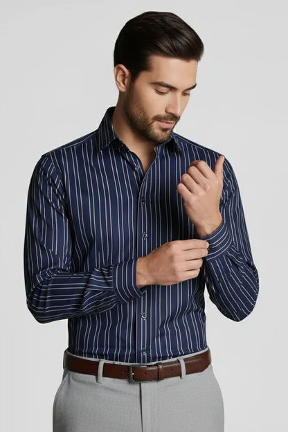 SHADOW NAVY BLUE STRIPES SHIRT