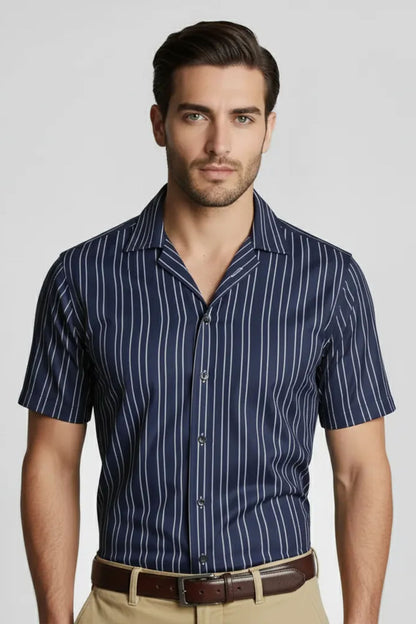 SHADOW NAVY BLUE CUBAN SHIRT