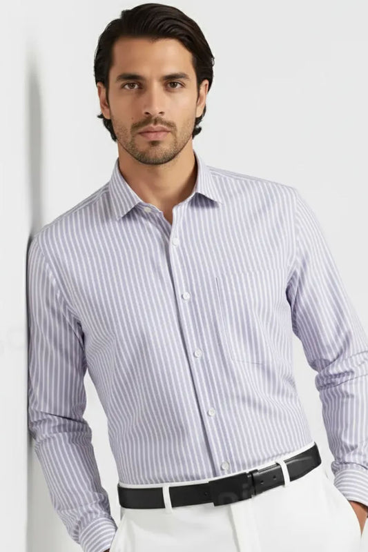 PALE PENCIL STRIPES SEMI SHIRT