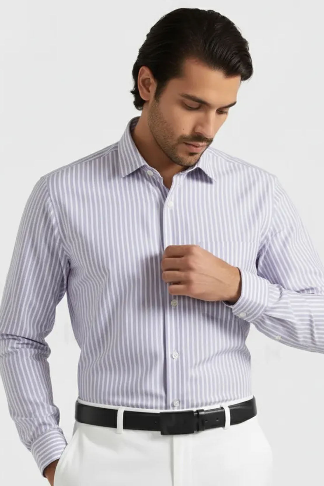 PALE PENCIL STRIPES SEMI SHIRT